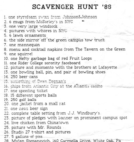 Scavenger Hunt '88